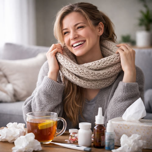 femme termine son rhume et sa sinusite